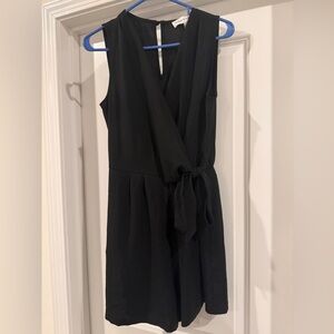 Emma & Michele Black Sleeveless Wrap-Front Romper Outfit
